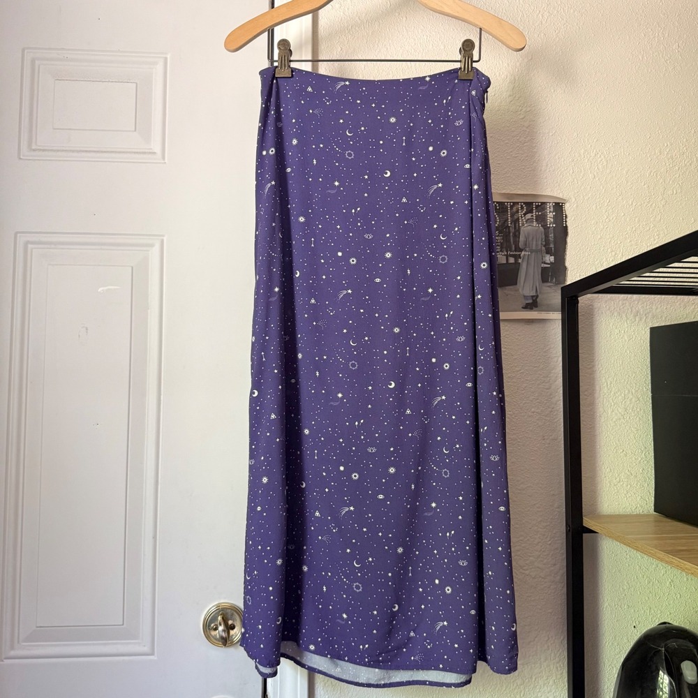 MARINE LAYER purple stars moon galaxy space rayon tencel midi maxi skirt